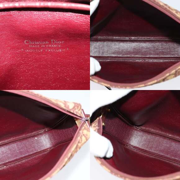 DIOR Trotter Canvas Shoulder Bag Red Gold - Picture 11 of 11